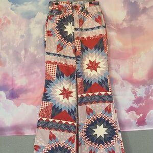 Wrangler WANDERER jeans QUILTED patchwork americana bell bottoms size 28